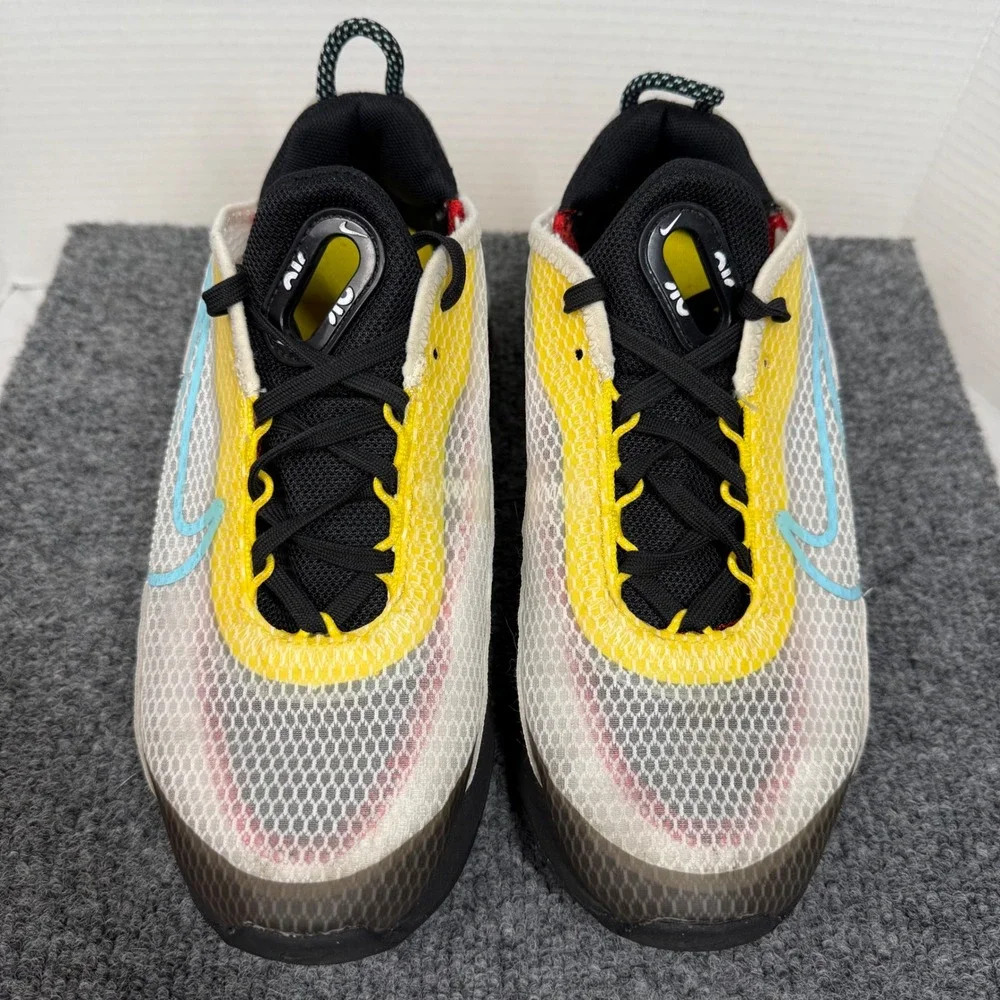 Nike Air Max 2090 GS 3.5Y Womens 5 White Yellow Teal CJ4066-103 Athletic